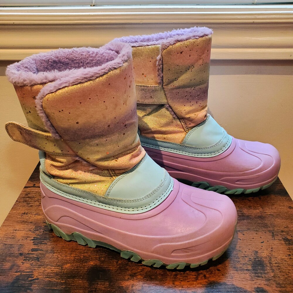 Mountain Warehouse Snow Ball Kids Iridescent Pastel Glitter Snow Boots-Size US 4